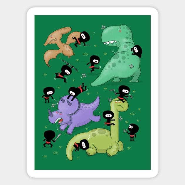 Ninjas vs. Dinosaurs Sticker by Queenmob